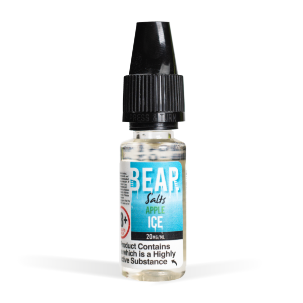 Bear Flavors Range Nic Salts apple ice Flavour 20mg White background Studio Shot