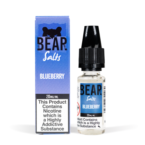 Bear Salts 10ml Grizzly Blueberry Nic Salt White Background Studio Shot