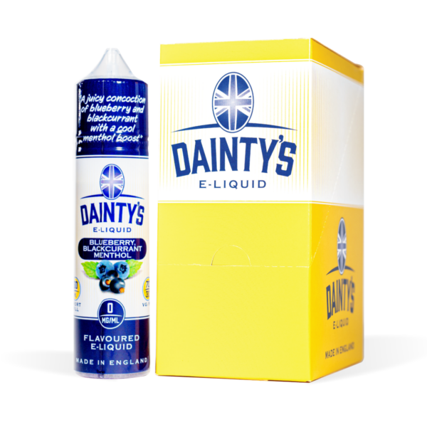 Dainty's Blueberry Blackcurrant Menthol 50ml CDU White Background Studio Shot