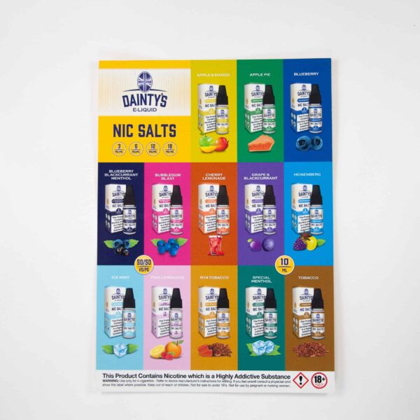 Dainty's Nic Salts POS Poster