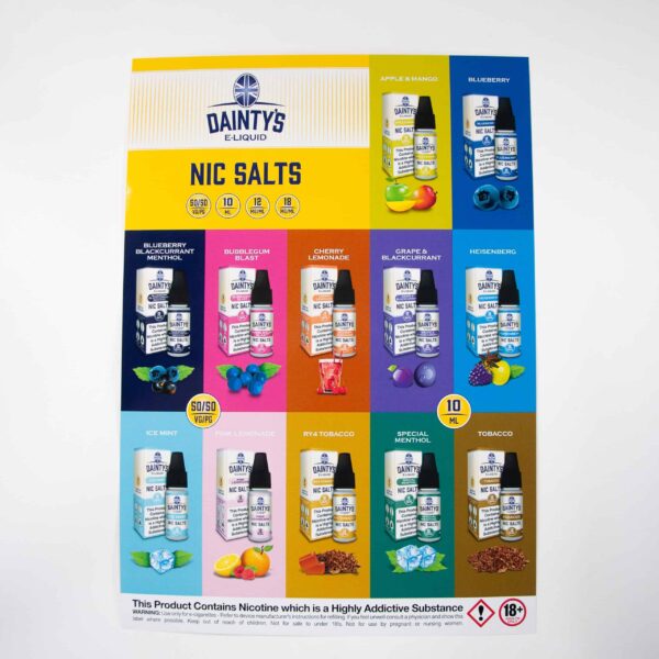 Dainty's Nic Salts POS Poster