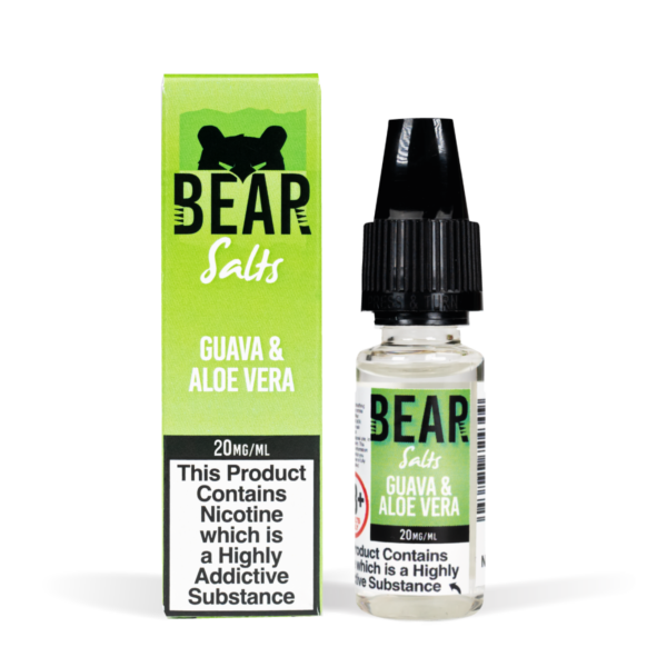 Bear Salts 10ml Grizzly Aloe Vera & Guava Nic Salt White Background Studio Shot