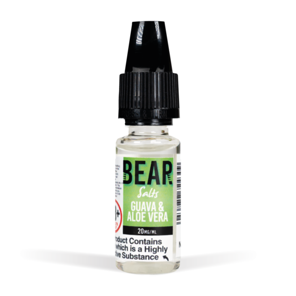 Bear Salts 10ml Grizzly Aloe Vera & Guava Nic Salt White Background Studio Shot