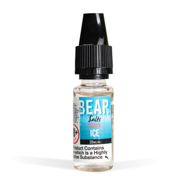 Bear Flavors Range Nic Salts guava ice Flavour 20mg White background Studio Shot