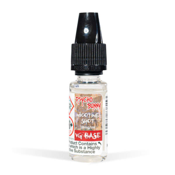 Psycho Bunny Nicotine Shot 10ml VG flavour white background studio shot