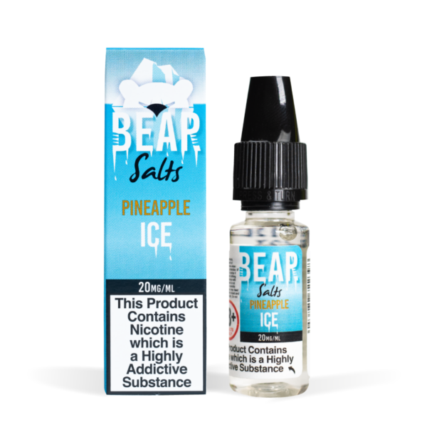 Bear Flavors Range Nic Salts pineapple ice Flavour 20mg White background Studio Shot