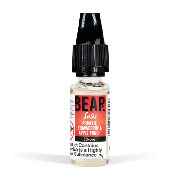 Bear Salts 10ml Panda Pomelo Strawberry & Apple Punch Nic Salt White Background Studio Shot