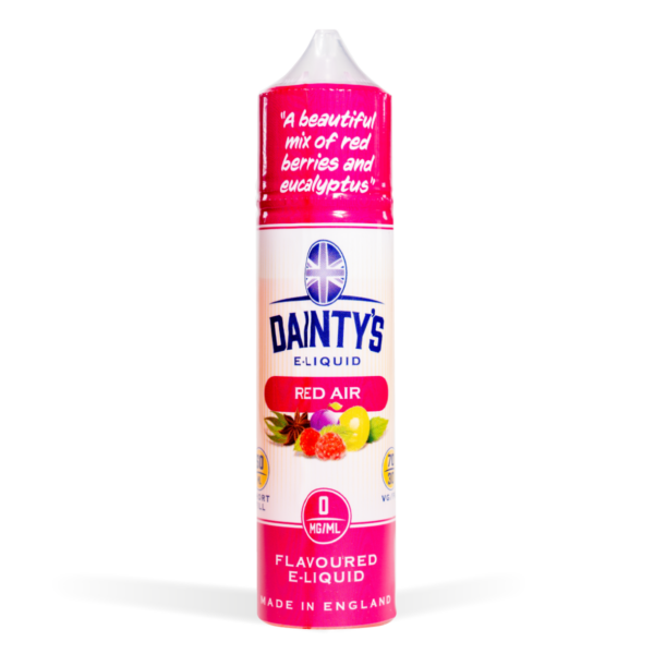 Dainty's red air 50ml 0mg pink bottle white background