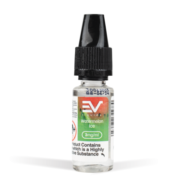 EV Liquid 10ml 50/50 Watermelon Ice White Background Studio Shot